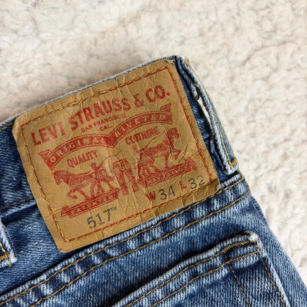 Levis 517 Mens Bootcut Jeans Medium Wash Denim Blue 34x32 (33x32) 100% Cotton